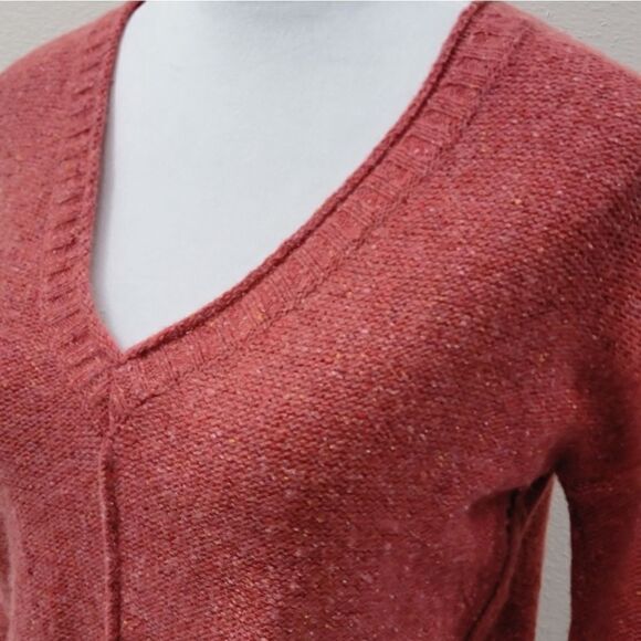 Wrap London Lambswool Blend V Neck Sweater Heathered Pullover Long Sleeve Size 2 - Picture 2 of 8